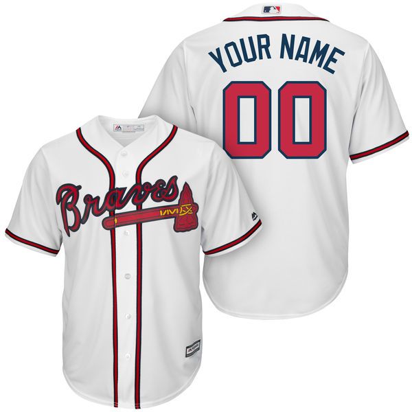 Men Atlanta Braves Majestic White Home Cool Base Custom MLB Jersey